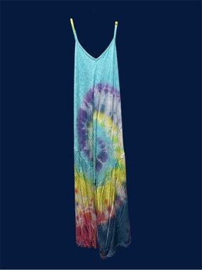 Felina Tie-Dye Maxi Jumpsuit in Aqua, Purple, Yellow, Red